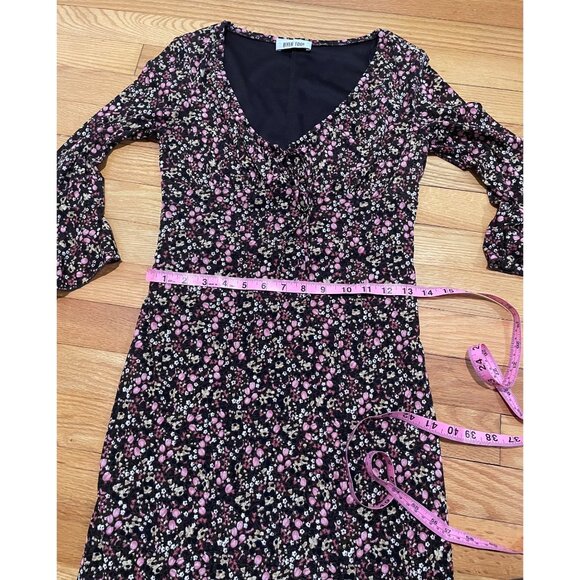 Vtg Y2K Byer Too Womens Chocolate Brown Floral Babydoll Dress Size XS Dark Fairy - Picture 9 of 12